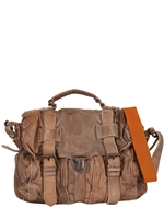 BEN'MBAREK - BARREL-DYED WAXED VEGETABLE LEATHER BAG - DESERT