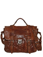 BEN'MBAREK - BARREL-DYED WAXED VEGETABLE LEATHER BAG - LIGHT BROWN