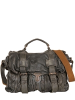 BEN'MBAREK - BARREL-DYED WAXED VEGETABLE LEATHER BAG - GREY