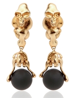 ALESSANDRA DI TOMMASO - BAROQUE SKULL & LAVA EARRINGS - GOLD/PINK