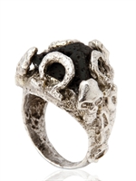 ALESSANDRA DI TOMMASO - ALFA PYRAMID OMEGA SKULL & LAVA RING - SILVER