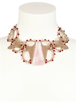 LAUCLEM BIJOUX - CETOINE ROSE QUARTZ NECKLACE - BEIGE/PINK