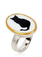 MATERIA PRIMA - BLACK CAT RING - SILVER/WHITE