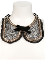 AKONG LONDON - BLACK LACE PETER PAN COLLAR NECKLACE - BLACK/WHITE