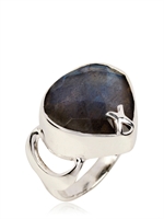 ZARA SIMON - RAINDROP LABRADORITE RING - SILVER/BLUE