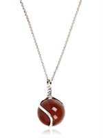ZARA SIMON - SANDSTONE GLOBE PENDANT NECKLACE - SILVER/ORANGE