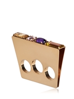 DILETTA GIOACCHINI - GOLD PLATED KNUCKLE RING WITH DIAMONDS - GOLD