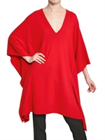 MICHAEL KORS - WOOL KNIT PONCHO SWEATER - RED