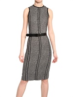 MICHAEL KORS - HERRINGBONE RAYON DRESS - BLACK/IVORY