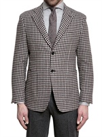 CANALI - GIACCA IN LANA CHECK - BEIGE/BORDEAUX