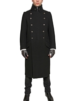 KARL LAGERFELD PARIS - WOOL CLOTH MILITARY STYLE COAT - BLACK