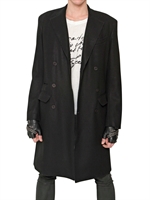 KARL - DOUBLE BREASTED WOOL CLOTH COAT - BLACK