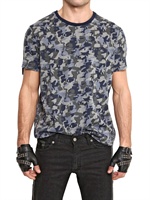 KARL - TECHNO JERSEY CAMOUFLAGE PRINT T-SHIRT - BLUE