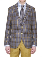 MANUEL VANNI - GIACCA IN LANA CHECK - BLU/GIALLO