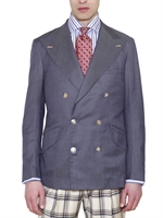 MANUEL VANNI - GIACCA DOPPIOPETTO IN DENIM DI CASHMERE - AVIO BLU