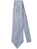 MANUEL VANNI - 10CM SEVEN FOLDS SILK JACQUARD DAISY TIE - LIGHT BLUE