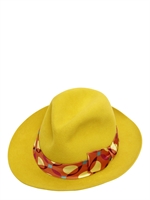 MANUEL VANNI - CAPPELLO IN FELTRO DI LEPRE CON FASCIA IN SETA - GIALLO