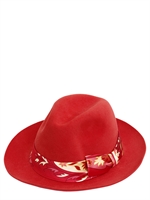 MANUEL VANNI - CAPPELLO IN FELTRO DI LEPRE CON FASCIA IN SETA - ROSSO