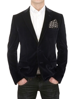 AQUASCUTUM - GIACCA TUXEDO IN VELLUTO - BLU SCURO
