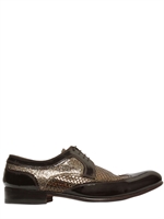 JACQUES MORGAN - SCARPE STRINGATE DERBY IN VERNICE E GLITTER - MARRONE/GLITTER
