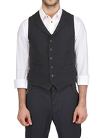 BEVILACQUA - REVERSIBLE WOOL WAISTCOAT - NAVY/OLIVE