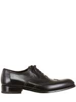 HARRIS - LEATHER BROGUE LACE-UP SHOES - BLACK