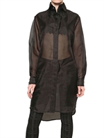 CONNY GROENEWEGEN - LONG ORGANZA SHIRT - BLACK