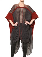 CONNY GROENEWEGEN - LUREX, SILK & WOOL LONG DRESS - RED/GREY