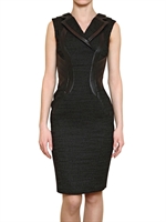 ATELIER SIVIGLIA - BOUCLÈ AND LEATHER DRESS - BLACK