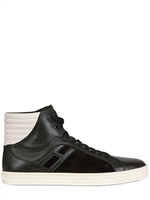 HOGAN REBEL - SNEAKERS ALTE IN PELLE E CAMOSCIO 20MM - NERO/OFF WHITE