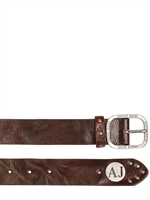 ARMANI JEANS - 35MM DRUMMED LEDER GÜRTEL - BRAUN