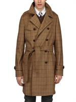 ERNESTO - TRENCH IN LANA SPIGATA CHECK - MARRONE