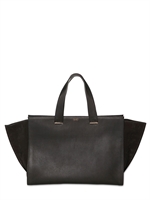 GIORGIO ARMANI - MEDIUM TOTE AUS WILDLEDER UND LEDER - SCHWARZ