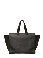 GIORGIO ARMANI - GROßE SHOPPINGTOTE AUS WILDLEDER UND LEDER - SCHWARZ