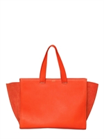 GIORGIO ARMANI - GROßE SHOPPINGTOTE AUS WILDLEDER UND LEDER - ORANGE
