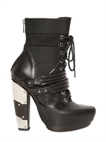 RODARTE - 120MM MIRRORED HEEL LEATHER COMBAT BOOTS - BLACK