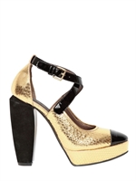 MARNI - 130MM AYER PATENT TOE PUMPS - GOLD/BLACK