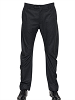 JOHN GALLIANO - 20CM STRETCH WOOL FLANNEL TROUSERS - BLACK