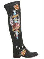 EL VAQUERO - 40MM PAINTED TATTOO COTTON BOOTS - BLACK