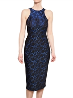 STELLA MCCARTNEY - WOOL JACQUARD ON STRETCH VISCOSE DRESS - BLUE/BLACK