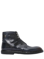ALBERTO FASCIANI - ANTIQUED BRUSHED LEDER SCHNÜR STIEFEL - BLAU