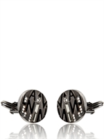 LANVIN - RHODIUM FINISH CRYSTAL CUFFLINKS - LIGHT GREY