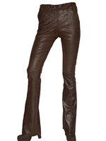 MAURIZIO PECORARO - BELL BOTTOM NAPPA TROUSERS - BROWN
