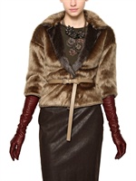 MAURIZIO PECORARO - TECHNO FAUX FUR COAT - BEIGE/GREY