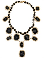 SALVATORE FERRAGAMO - SWAROVSKI AND ZODIAC PENDANTS NECKLACE - BLACK/GOLD
