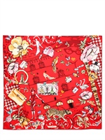 SALVATORE FERRAGAMO - FOULARD IN SETA STAMPATA - CORALLO