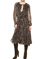 SALVATORE FERRAGAMO - PRINTED SILK CHIFFON DRESS - MULTI