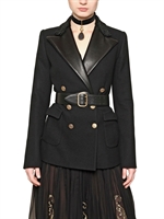 SALVATORE FERRAGAMO - CASHMERE COAT WITH LEATHER AND ASTRAKHAN - BLACK