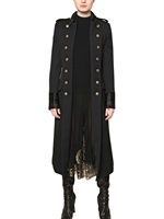 SALVATORE FERRAGAMO - WOOL BLEND COAT WITH ASTRAKHAN DETAILS - BLACK