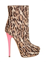 CASADEI - 140MM LEOPARD PONYSKIN NEON BOOTS - NEON PINK